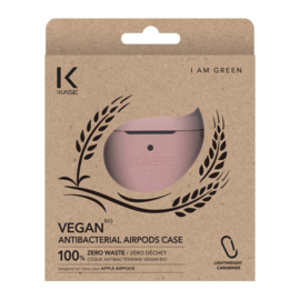 Coque antibact&eacute;rienne vegan bio 100 % z&eacute;ro d&eacute;chet pour Apple AirPods, Rose rhubarbe