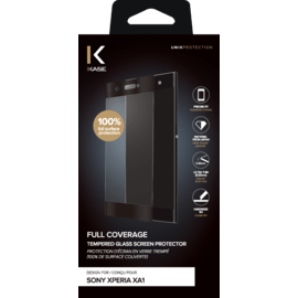 Case Full Coverage Tempered Glass Screen Protector for Sony Xperia XA1, Black
