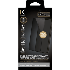 Case Full Coverage Privacy Tempered Glass Screen Protector for Apple iPhone XS Max/11 Pro Max, Black