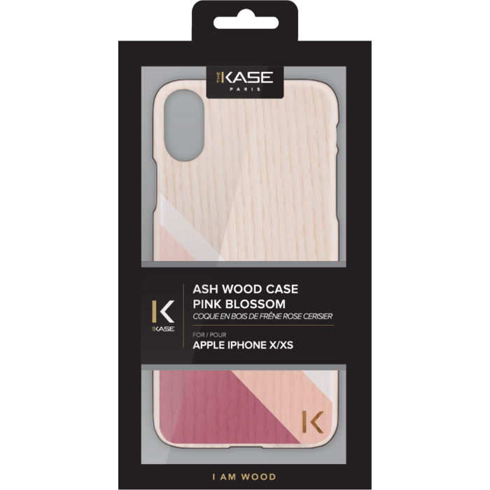 Ash Wood Case for Apple iPhone X/XS, Pink Blossom
