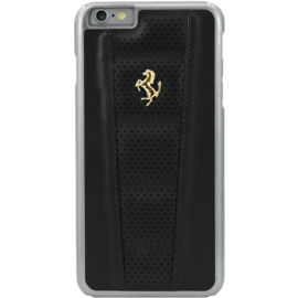 Ferrari Perforated Coque cuir veritable pour Apple iPhone 6/6s, Noir, Cheval doré