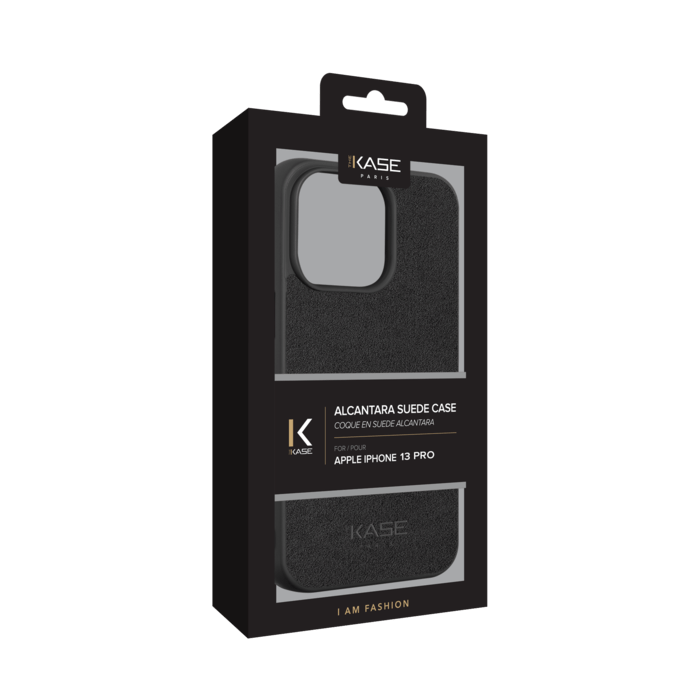 Coque en Su&egrave;de Alcantara pour Apple iPhone 13 Pro, Minuit Noir