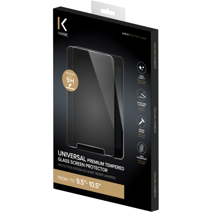 Protection d'écran premium en verre trempé universel pour tablette (9,5-10,5 pouces)