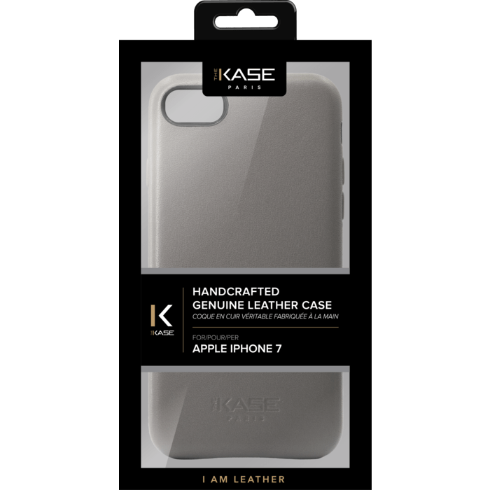 Coque en Cuir V&eacute;ritable Fabriqu&eacute;e &agrave; la Main&nbsp;pour Apple iPhone 7, Gris
