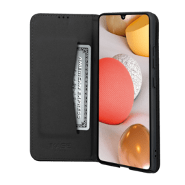 Coque clapet folio avec fente pour cartes & support pour Samsung Galaxy A42 5G , Noir