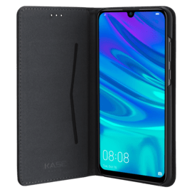 Coque clapet folio avec fente pour cartes & support pour Huawei P Smart 2019, Noir