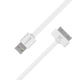 Cable plat 30 broches vers USB (1m) pour Apple, Blanc Lumineux