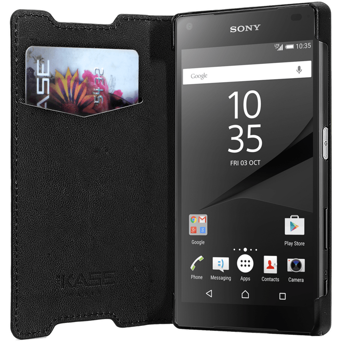 Coque Clapet Slim avec Stand pour Sony Xperia Z5 Compact, Noir