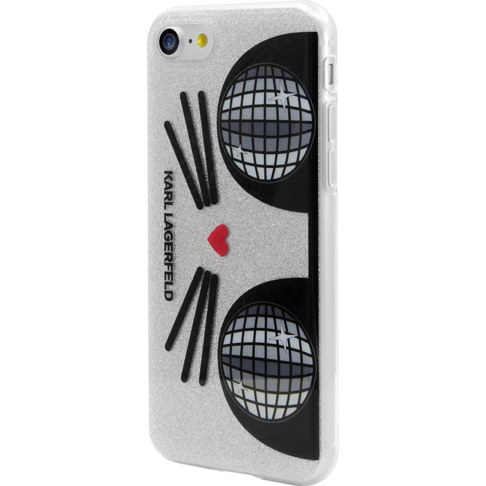 Karl Lagerfeld Koctail Choupette coque pour Apple iPhone 7/8/SE 2020, &Eacute;tincelante Argent