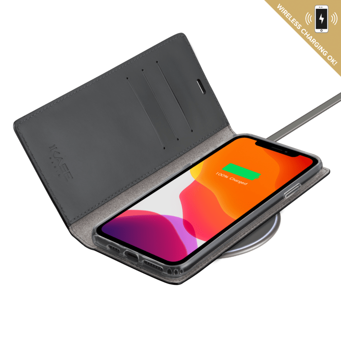 Diarycase 2.0 Etui à rabat en cuir véritable avec support magnétique pour Apple iPhone 11 Pro Max, noir minuit
