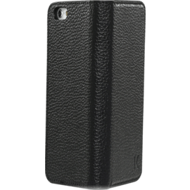 Étui portefeuille en cuir véritable pour Apple iPhone 6/6s, cuir de Veau Shrunken Noir