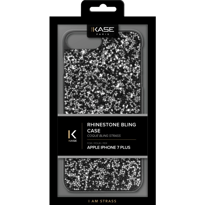 &Eacute;tui en strass Bling pour Apple iPhone 6 Plus / 6s Plus / 7 Plus / 8 Plus, Midnight Black & Silver