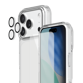 Pack combin&eacute; 3 en 1 (Coque Hybride Invisible, &Eacute;cran en Verre Tremp&eacute; de Qualit&eacute; Sup&eacute;rieure et Protecteur de l&rsquo;objectif de la cam&eacute;ra) pour Apple iPhone 17 Pro, Transparente