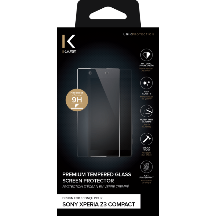 Protection d'&eacute;cran premium en verre tremp&eacute; pour Sony Xperia Z3 Compact, Transparent