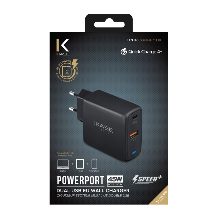 Chargeur USB-C 40W 4 Ports, Prise USBC Rapide PD QC 3.0 pour