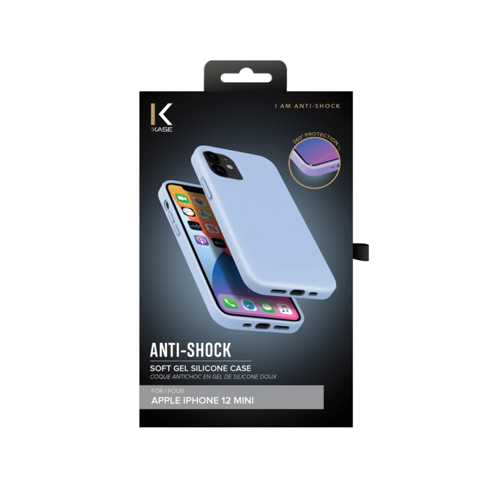(O) Coque antichoc en gel de silicone doux pour Apple iPhone 12 mini, Bleu Lilas