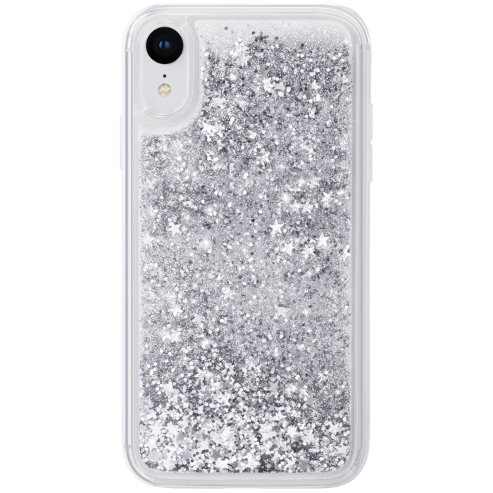 Bling Bling Coque paillet&eacute;e hybride pour Apple iPhone XR, Argent Galaxie