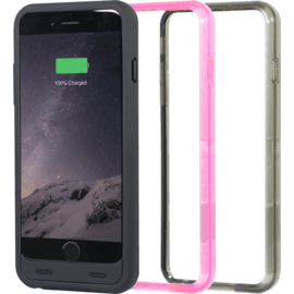 MFi certifi&eacute; Coque Baterie 2400mAh pour Apple iPhone 6/6s, Noir Mate (3 bumpers inclus)