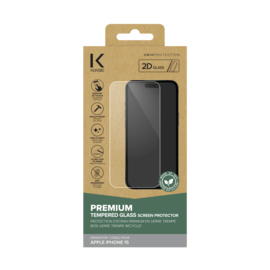 Protecteur d'&eacute;cran en verre tremp&eacute; de qualit&eacute; sup&eacute;rieure (60% verre tremp&eacute; recycl&eacute;) pour Apple iPhone 15, Transparent