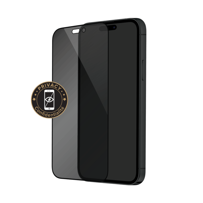 Protection d'&eacute;cran Priv&eacute;e en verre tremp&eacute; (100% de surface couverte) pour Apple iPhone 14 Pro, Noir