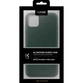 Coque en Su&egrave;de Alcantara pour Apple iPhone 11 Pro Max, Vert minuit