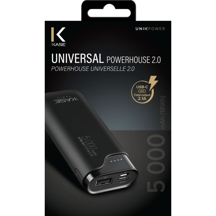 Universal PowerHouse external battery 2.0 5000mAh, Black