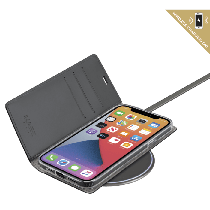 Diarycase 2.0 Coque clapet en cuir v&eacute;ritable avec support aimant&eacute; pour Apple iPhone 12/12 Pro, Violet Lilas