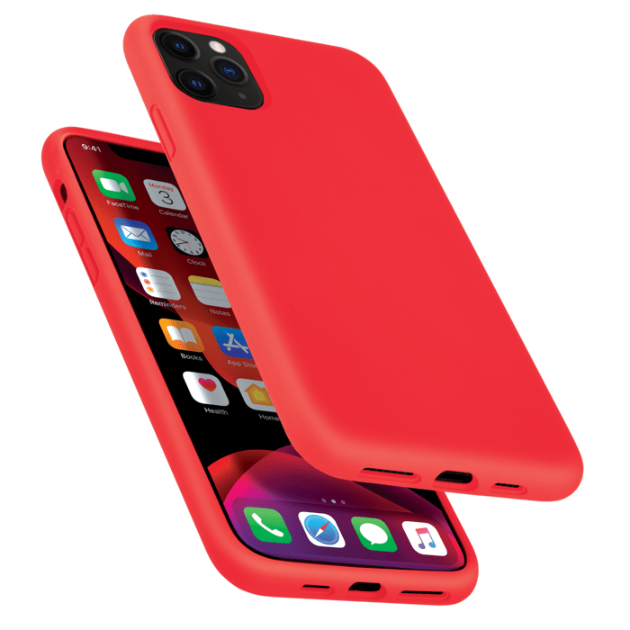 Coque antichoc en gel de silicone doux pour Apple  iPhone 11 Pro Max, Rouge Ardent