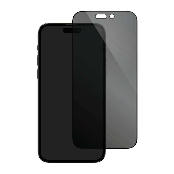 Protection d'écran Privée en verre trempé (60% verre trempé recyclé) pour Apple iPhone 15 Pro Max, Noir
