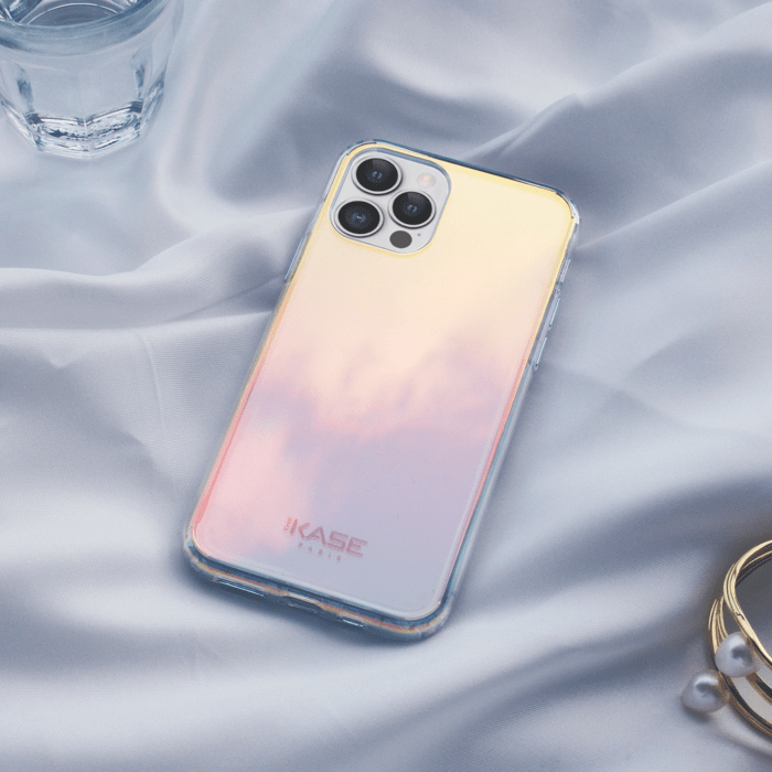 (O) Coque hybride invisible iridescente pour Apple iPhone 12/12Pro, Iridescente