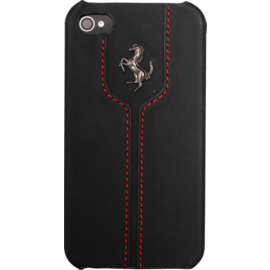 Montecarlo Coque Solide pour Apple iPhone 4/4S, Cuir de Veau Noir