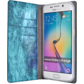 Diarycase Coque clapet en cuir v&eacute;ritable avec support aimant&eacute; pour Samsung Galaxy S6 Edge, motif serpent, Menthe