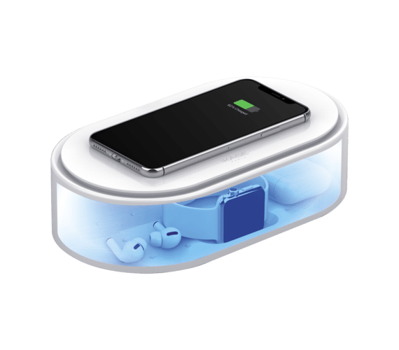 Case Bo&icirc;tier st&eacute;rilisateur UV-C avec chargement sans-fil rapide (7.5 W/10 W), Blanc