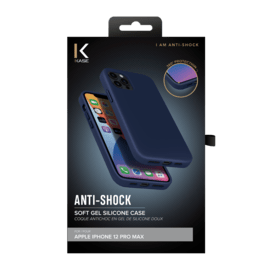 Coque antichoc en gel de silicone doux pour Apple 12 Pro Max, Bleu Oxford