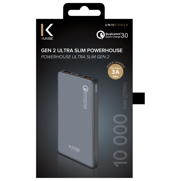 Batterie Externe PowerHouse Ultra Slim GEN 2.0 10 000mAh (37Wh), Gris Sidéral