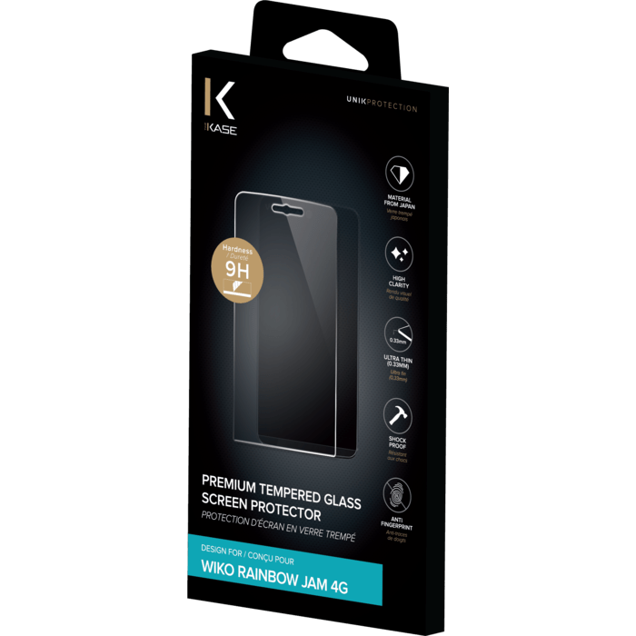 Protection d'&eacute;cran premium en verre tremp&eacute; pour Wiko Rainbow Jam 4G, Transparent