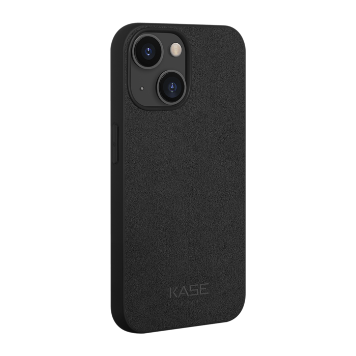 Coque en Su&egrave;de Alcantara pour Apple iPhone 14, Minuit Noir