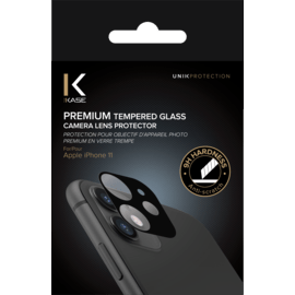(O) Protection pour objectif d'appareil photo premium en verre tremp&eacute; Apple iPhone 11, Noir