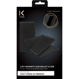 2-in-1 Magnetic Slim Wallet & Case for Sony Xperia XZ Premium, Black