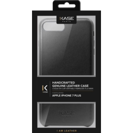 Coque en Cuir Véritable Fabriquée à la Main pour Apple iPhone 7 Plus, Noir
