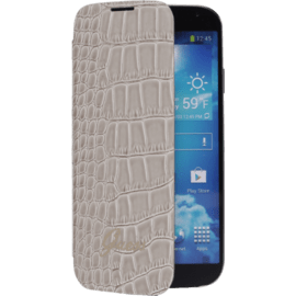 Guess Coque arrière avec Clapet pour Samsung Galaxy S4, croco Beige