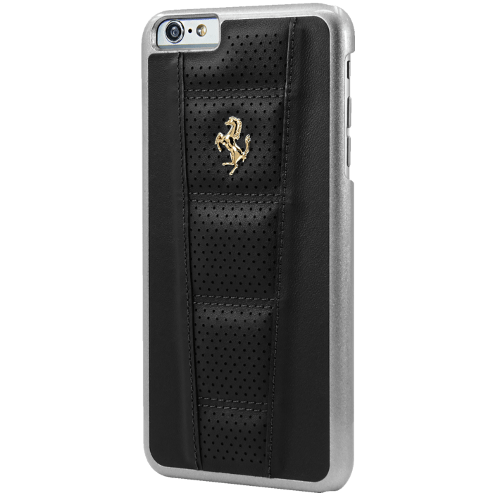 Ferrari Perforated Coque cuir veritable pour Apple iPhone 6 Plus/6s Plus, Noir, Cheval dor&eacute;