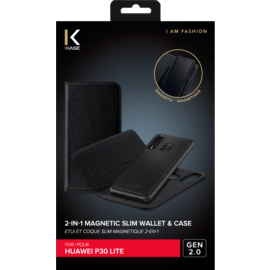 Etui et Coque slim magn&eacute;tique 2-en-1 GEN 2.0 pour Huawei P30 Lite, Noir