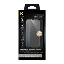 Protection d'&eacute;cran premium en verre tremp&eacute; Apple iPhone 13 Pro Max, transparent