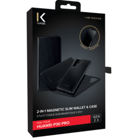 Portafoglio e custodia magnetica GEN-2 in 2-in-1 per Huawei P30 Pro, nero