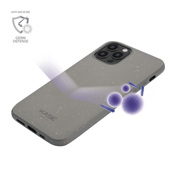 Coque antibact&eacute;rienne vegan bio 100 % z&eacute;ro d&eacute;chet pour Apple iPhone 12/12 Pro, Gris Lave