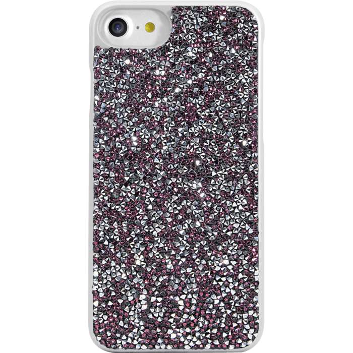 Coque Bling Strass pour Apple iPhone 6/6s/7/8/SE 2020/SE 2022, Pink Flambe & Argent