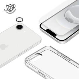 Pack combin&eacute; 3 en 1 (Coque hybride invisible, &Eacute;cran en verre tremp&eacute; de qualit&eacute; sup&eacute;rieure et Protecteur de l&rsquo;objectif de la cam&eacute;ra) pour Apple iPhone 16e/17e, Transparente