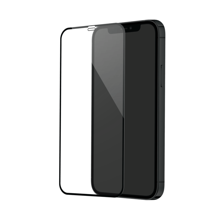 Protection d'&eacute;cran en verre tremp&eacute; (100% de surface couverte) pour Apple iPhone 12/12 Pro, Noir