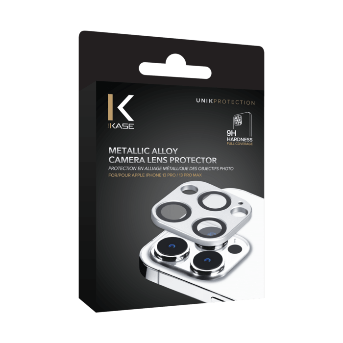 Protection en alliage métallique des objectifs photo pour Apple iPhone 13 Pro/13 Pro Max, Argent Sidéral